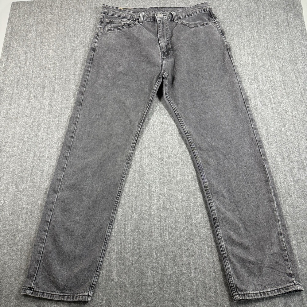 Levi's 505 Men's Jeans 36x32 Gray Black Regular Fit Stretch Denim